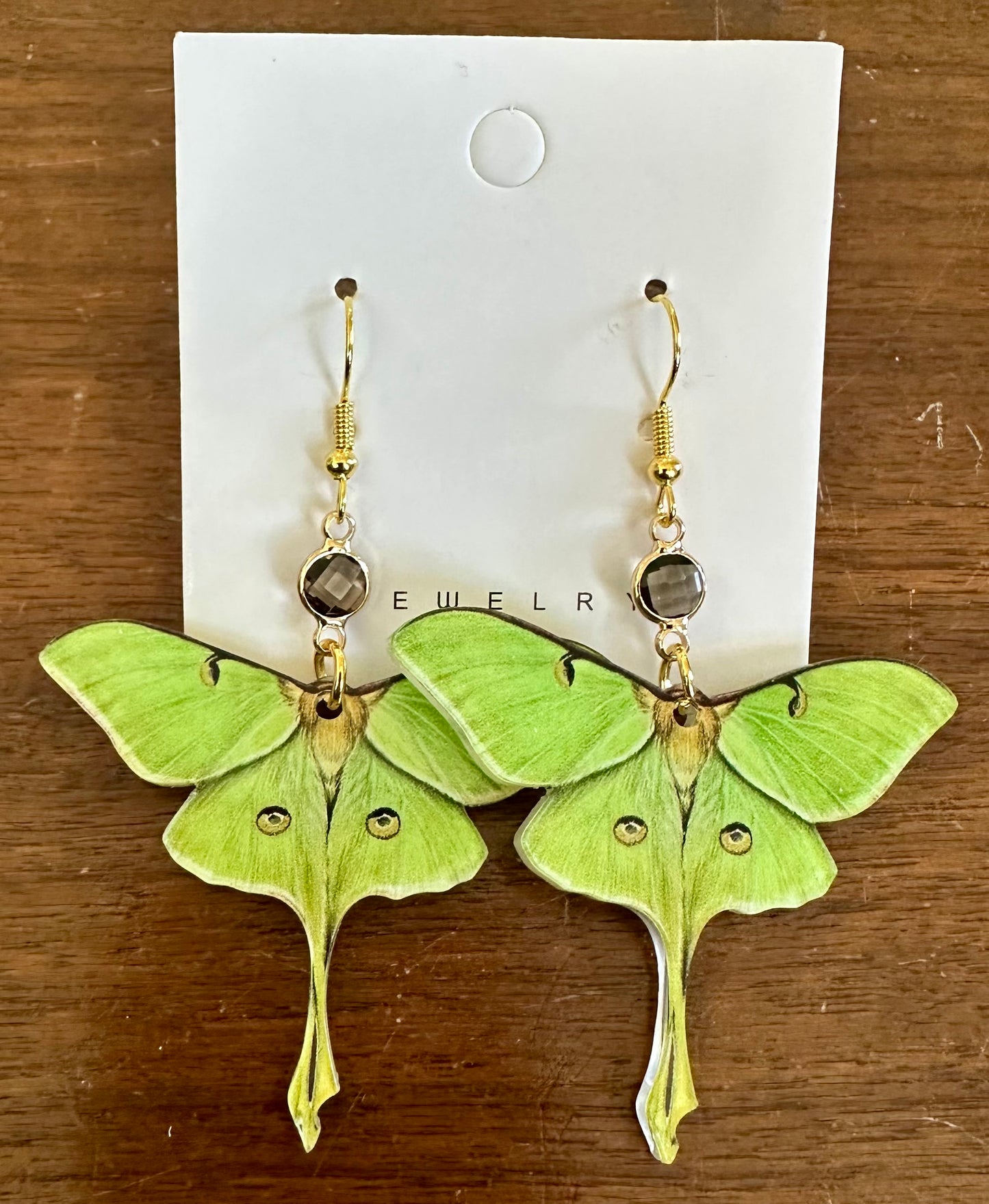 Luna Moth with Grey Stone Earrings
