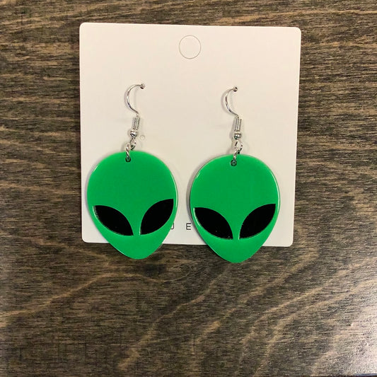 Alien Earrings Green